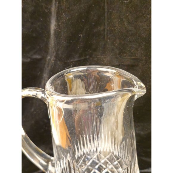 Vintage Clear Cut Glass Pitcher With Handle & Spout - Diamond & Vertical Pattern - Picture 5 of 9
